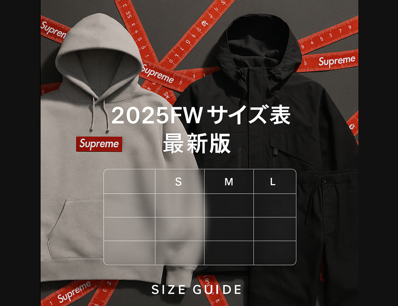 Supreme（シュプリーム） 2025FW/25FW 全アイテムのサイズ表 plus 価格