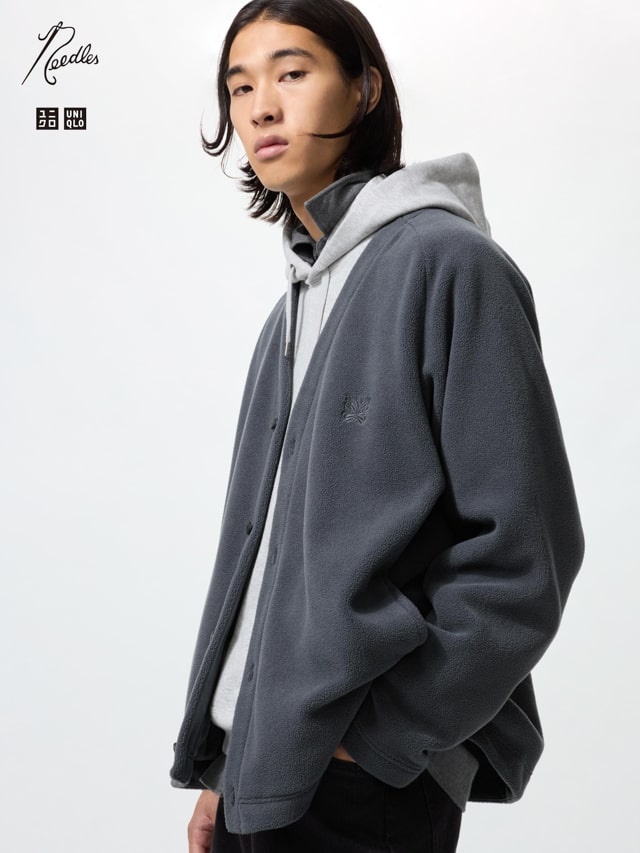 UNIQLO x NEEDLES（ユニクロ×ニードルズ） フリースオーバーサイズカーディガン グレー