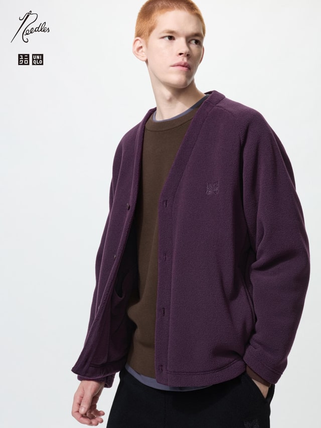 UNIQLO x NEEDLES（ユニクロ×ニードルズ） フリースオーバーサイズカーディガン パープル