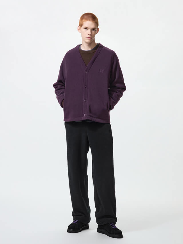 UNIQLO x NEEDLES（ユニクロ×ニードルズ） フリースオーバーサイズカーディガン パープル