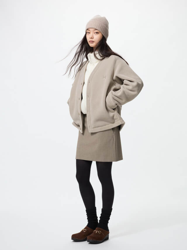 UNIQLO x NEEDLES（ユニクロ×ニードルズ） フリースオーバーサイズカーディガン ベージュ