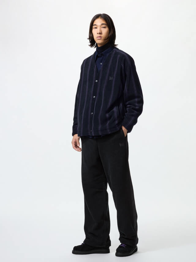 UNIQLO x NEEDLES（ユニクロ×ニードルズ） フリースオーバーサイズカーディガン ブラック×パープル