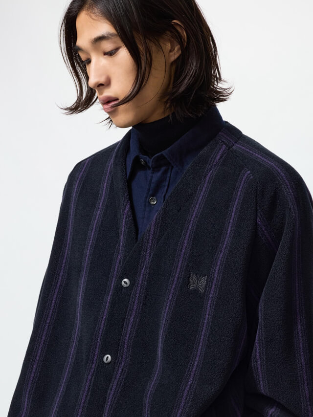 UNIQLO x NEEDLES（ユニクロ×ニードルズ） フリースオーバーサイズカーディガン ブラック×パープル