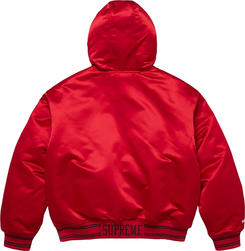 Supreme（シュプリーム） 2025FW Weel11 Supreme®/Mitchell & Ness® Lined Hooded Satin Varsity Jacket