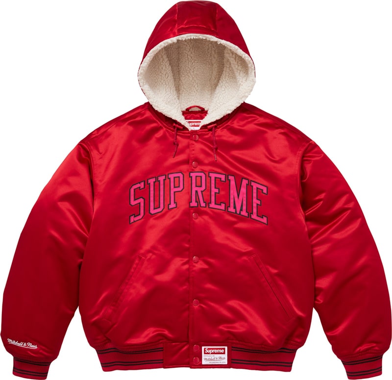 Supreme（シュプリーム） 2025FW Weel11 Supreme®/Mitchell & Ness® Lined Hooded Satin Varsity Jacket