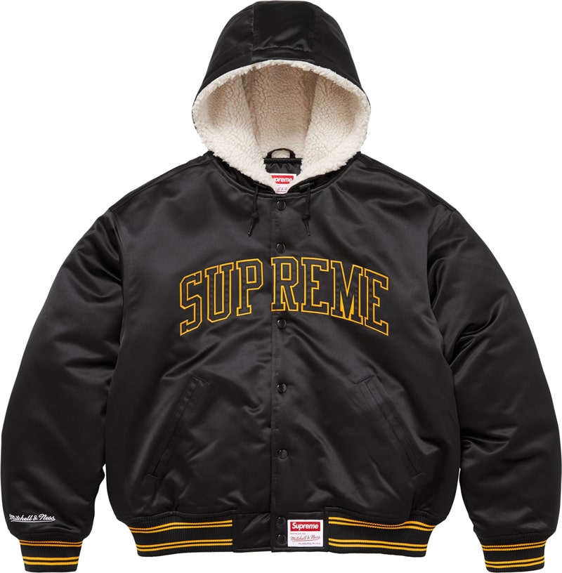 Supreme（シュプリーム） 2025FW Weel11 Supreme®/Mitchell & Ness® Lined Hooded Satin Varsity Jacket