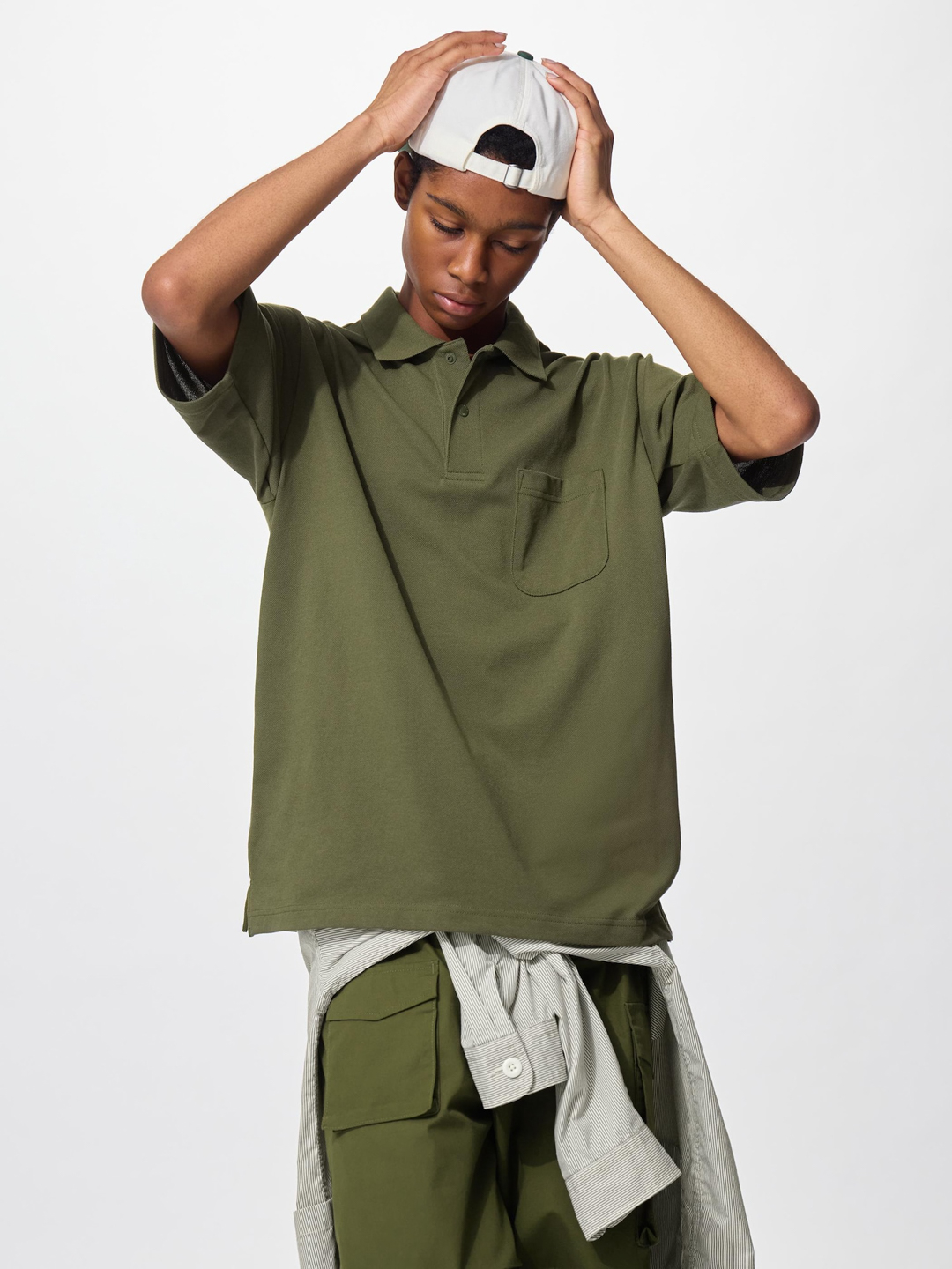 GU x ENGINEERED GARMENTS(ジーユー x エンジニアドガーメンツ) ドライカノコポロシャツ(5分袖)|E360127-000