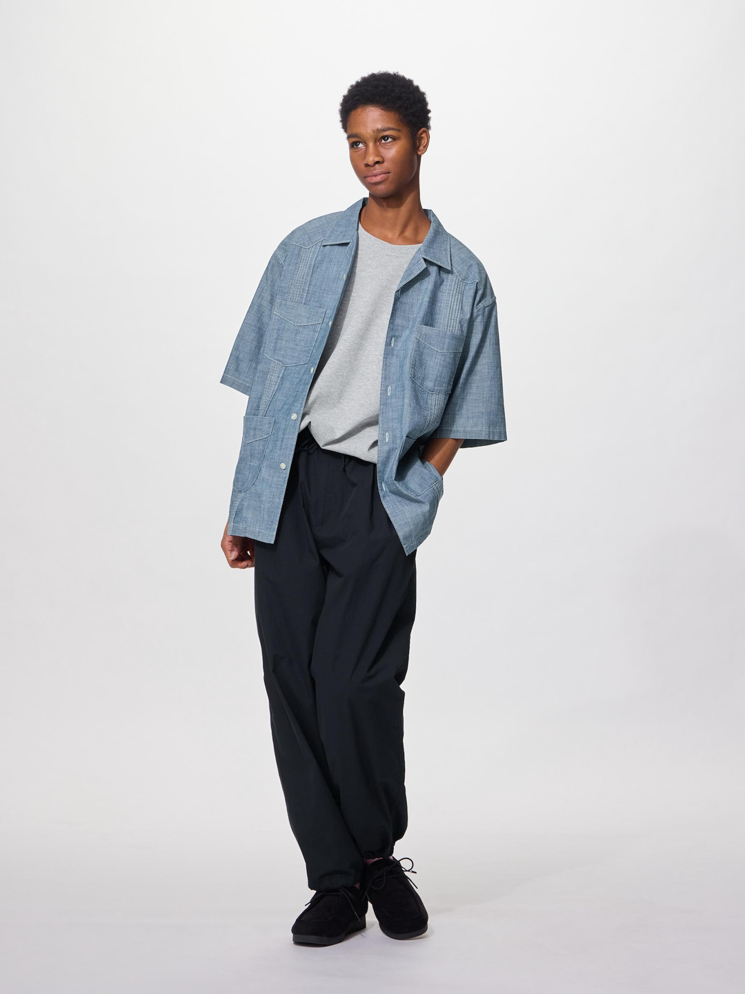 GU x ENGINEERED GARMENTS(ジーユー x エンジニアドガーメンツ) キューバシャツ(5分袖)|E360223-001