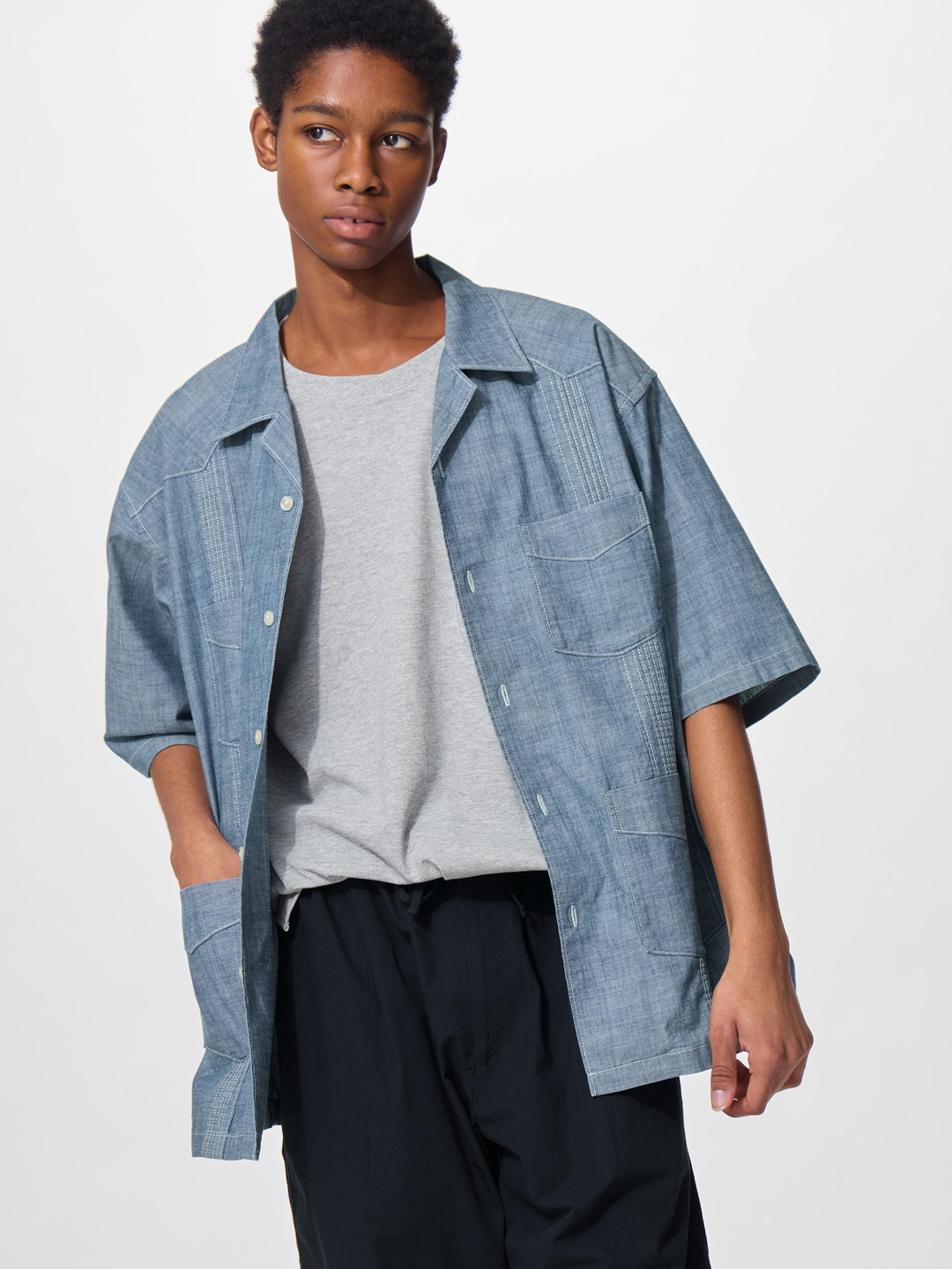 GU x ENGINEERED GARMENTS(ジーユー x エンジニアドガーメンツ) キューバシャツ(5分袖)|E360223-001