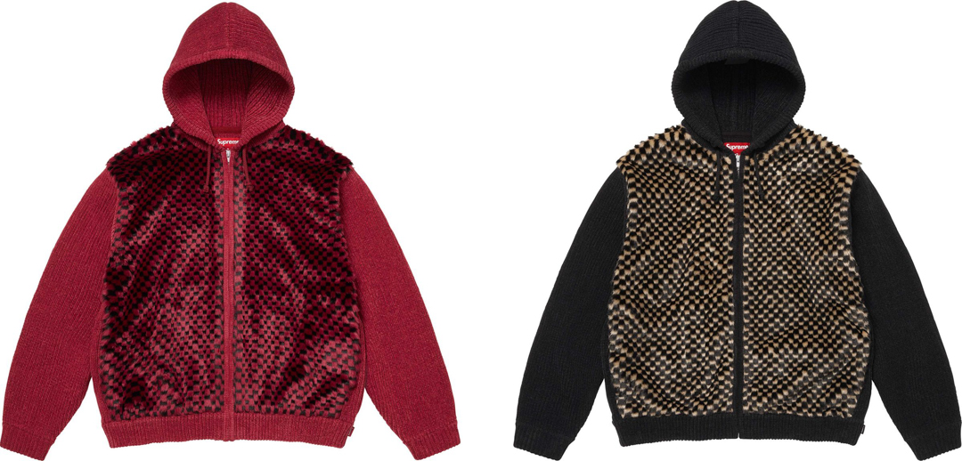 Supreme（シュプリーム） 26SS Week6 Checkerboard Faux Fur Zip Up Hooded Sweater