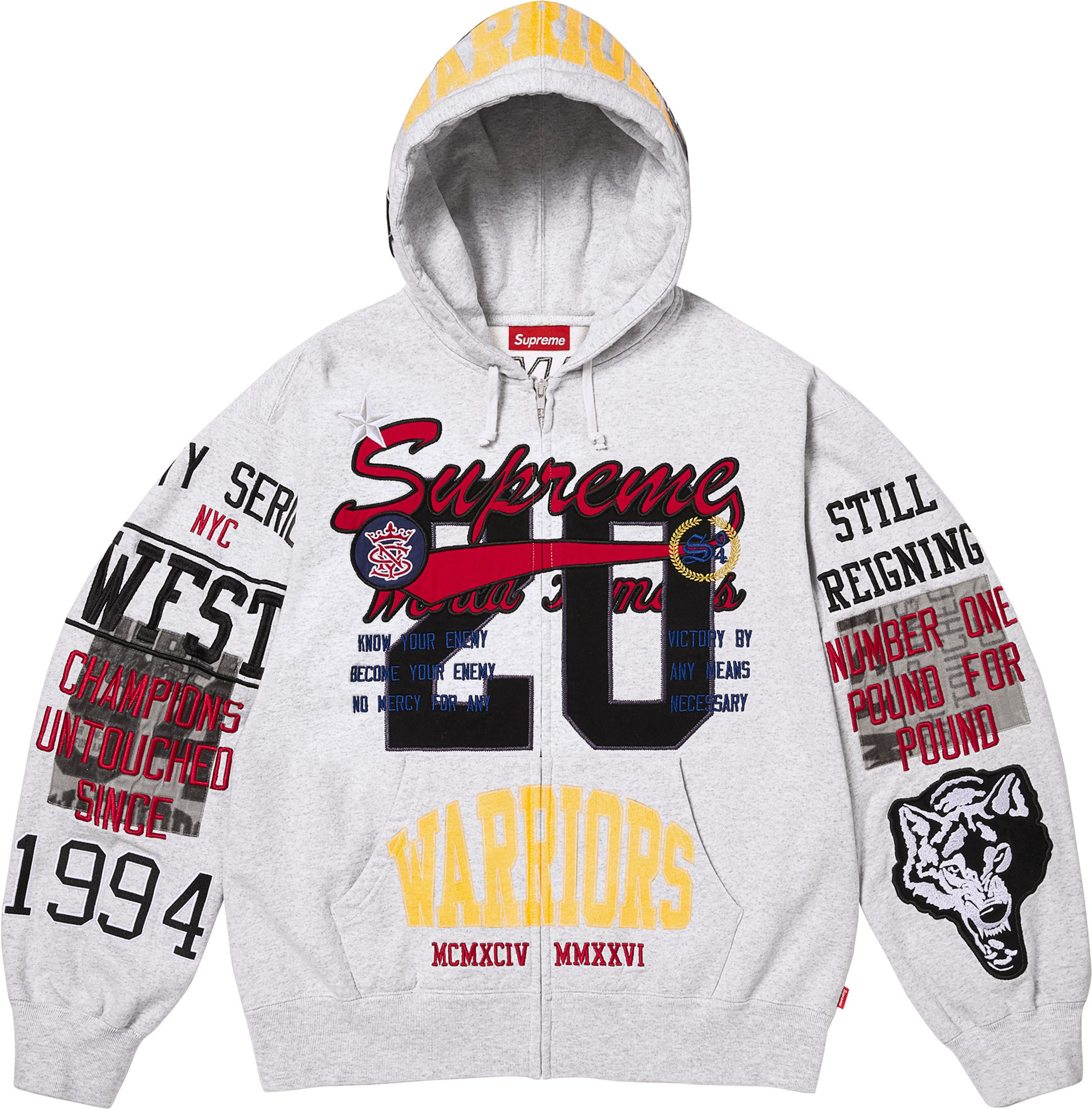 Supreme（シュプリーム） 2026SS Week11 Warriors Appliqué Zip Up Hooded Sweatshirt